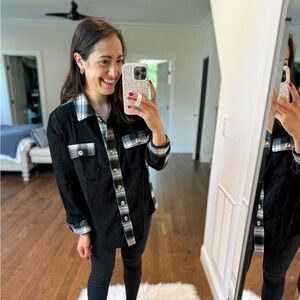 Zeagoo Black and White Plaid Utility Jacket